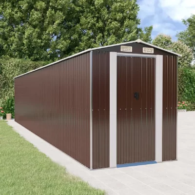 VIDAXL  - Abri de jardin Marron fonc&eacute; 192x938x223 cm Acier galvanis&eacute;