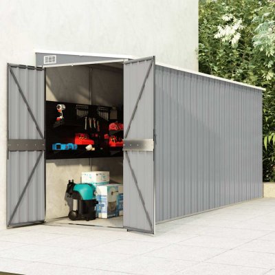 VIDAXL  - Abri de jardin mural Gris 118x382x178 cm Acier galvanis&eacute;
