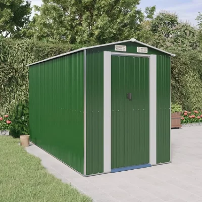 VIDAXL  abri de jardin vert 192x357x223 cm acier galvanis&eacute;