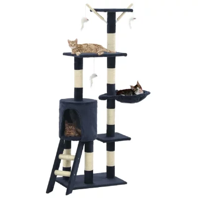 Vidaxl - Arbre &agrave; chat avec griffoirs en sisal 138 cm Bleu fonc&eacute; Bleu fonc&eacute;