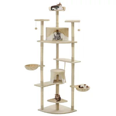 VIDAXL  Arbre &Agrave; Chat Avec Griffoirs En Sisal 203 Cm Beige Et Blanc