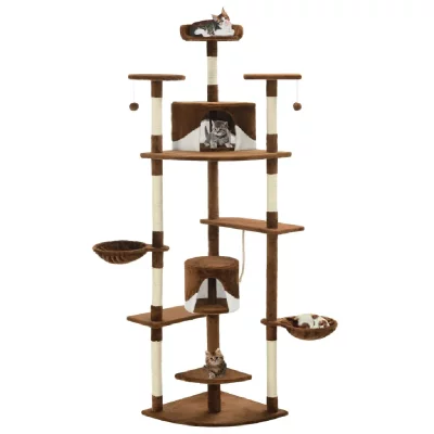 VIDAXL  - Arbre &agrave; chat avec griffoirs en sisal 203 cm Marron et Blanc Marron et blanc