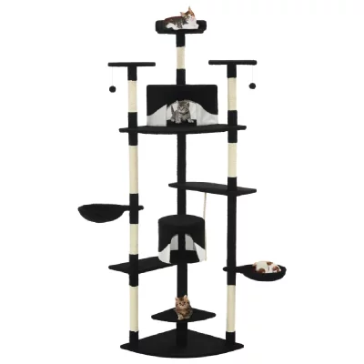 VIDAXL  - Arbre &agrave; chat avec griffoirs en sisal 203 cm Noir et Blanc Noir et blanc