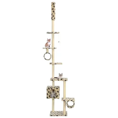 VIDAXL  Arbre &Agrave; Chat Avec Griffoirs En Sisal 260 Cm Beige Motif Pattes