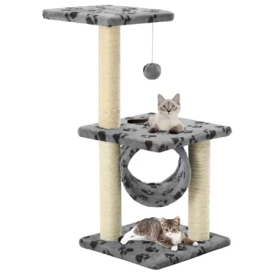 Vidaxl Arbre &Agrave; Chat Avec Griffoirs En Sisal 65 Cm Gris Motif De Pattes
