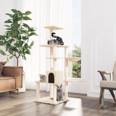 VIDAXL  Arbre &Agrave; Chat Avec Griffoirs En Sisal Cr&egrave;me 142 Cm
