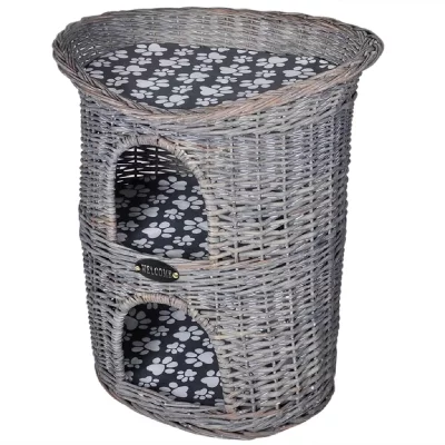 VIDAXL  - Arbre/maison 2 niveaux &agrave; chat avec coussin Saule Gris