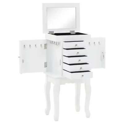 vidaXL Armoire &agrave; bijoux sur pieds Blanc 