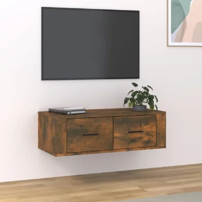 VIDAXL  armoire tv suspendue ch&ecirc;ne fum&eacute; 80x36x25 cm bois d'ing&eacute;nierie