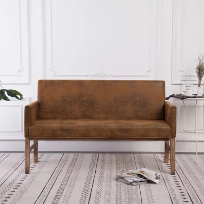 VIDAXL  - Banc avec accoudoir 140 cm Marron Similicuir daim Marron