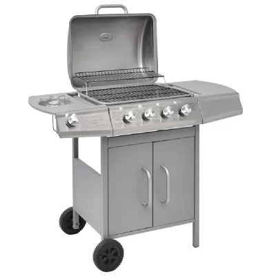 VIDAXL  Barbecue &agrave; gaz 4 + 1 zone de cuisson Argent&eacute; 