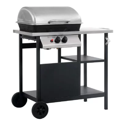 VIDAXL  Barbecue &agrave; gaz avec tablette &agrave; 3 couches Noir et argent&eacute; 