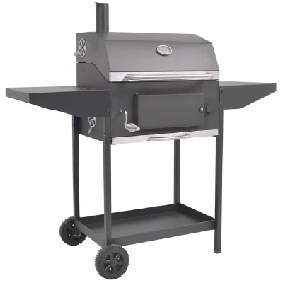 VIDAXL  Barbecue au charbon de bois avec &eacute;tag&egrave;re inf&eacute;rieure Noir 