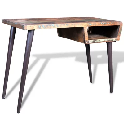 Vidaxl - Bureau avec pieds en fer Bois de r&eacute;cup&eacute;ration Multicolore