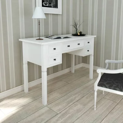 Vidaxl - Bureau blanc &agrave; 5 tiroirs Blanc