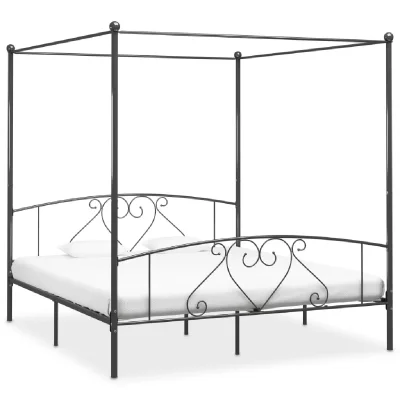 Vidaxl - Cadre de lit &agrave; baldaquin Gris M&eacute;tal 200 x 200 cm Gris