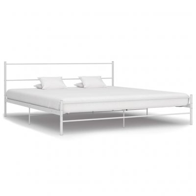 Vidaxl cadre de lit blanc m&eacute;tal 200 x 200 cm cadre 2 personnes