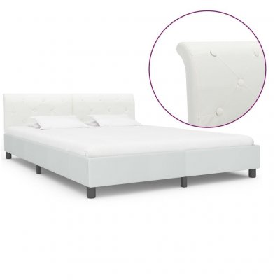 Vidaxl cadre de lit blanc similicuir 160x200 cm cadre 2 personnes