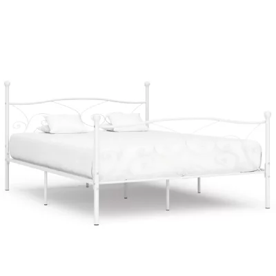 VidaXL Cadre de lit et sommier &agrave; Lattes Blanc M&eacute;tal 200 x 200 cm