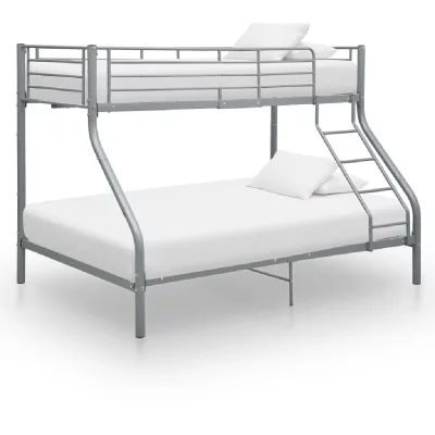 Vidaxl - Cadre de lit superpos&eacute; Gris M&eacute;tal 140x200 cm/90x200 cm Gris