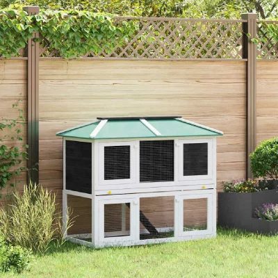 VIDAXL  - Cage double pour animaux Bois Noir