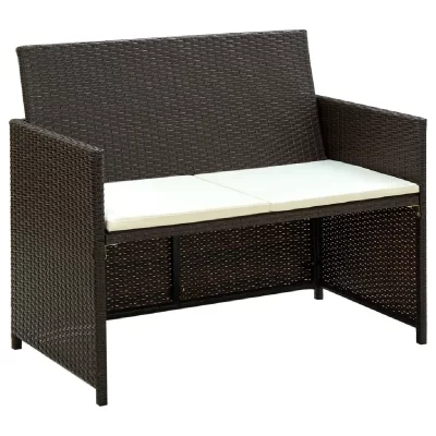 VIDAXL  canap&eacute; &agrave; 2 places r&eacute;sine tress&eacute;e 100 x 56 x 85 cm marron 43911