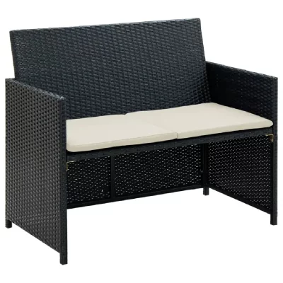 VIDAXL  canap&eacute; &agrave; 2 places r&eacute;sine tress&eacute;e 100 x 56 x 85 cm noir 43910