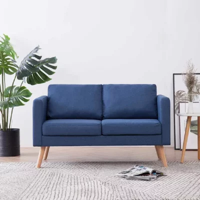 VIDAXL  canap&eacute; &agrave; 2 places tissu bleu 281355