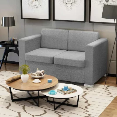 VIDAXL  - Canap&eacute; &agrave; 2 places Tissu Gris clair Light grey