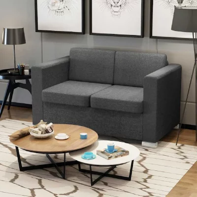 VIDAXL  - Canap&eacute; &agrave; 2 places Tissu Gris fonc&eacute; Dark grey