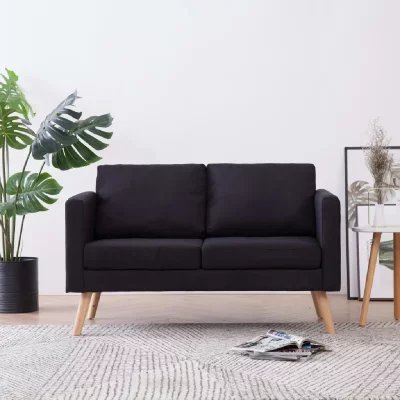 VIDAXL  - Canap&eacute; &agrave; 2 places Tissu Noir Black