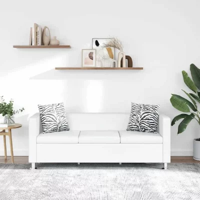 VIDAXL  Canap&eacute; &agrave; 3 places Cuir synth&eacute;tique Blanc 