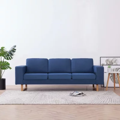VIDAXL  - Canap&eacute; &agrave; 3 Places Tissu Bleu Mod&egrave;le 2 Bleu