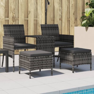 VIDAXL  canap&eacute; de jardin table &agrave; th&eacute; et tabourets r&eacute;sine tress&eacute;e gris