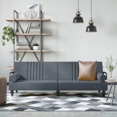 VIDAXL  canap&eacute;-lit avec accoudoirs gris fonc&eacute; velours