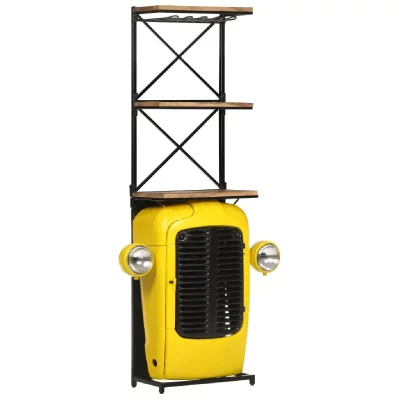 VIDAXL  cave &agrave; vin tracteur jaune 49x31x172 cm bois de manguier solide 320488 