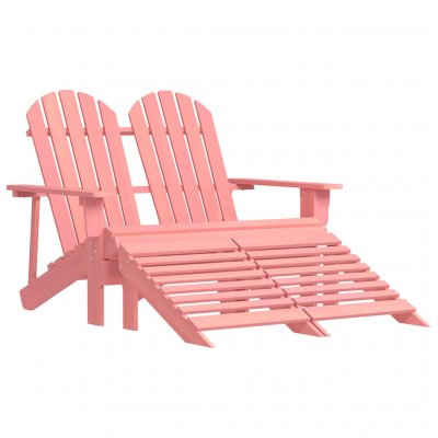 VIDAXL  chaise de jardin adirondack 2 places et pouf sapin rose