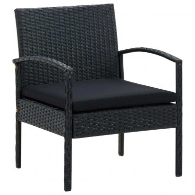 VIDAXL  - Chaise de jardin avec coussin R&eacute;sine tress&eacute;e Noir Noir