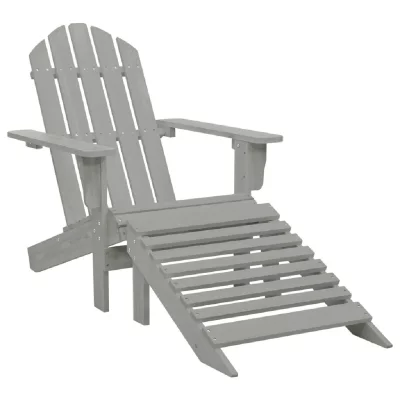 VIDAXL  chaise de jardin avec pouf bois gris 45700