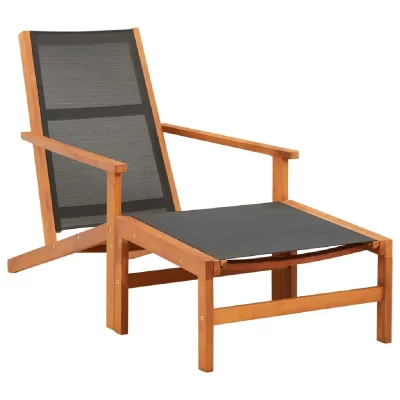 VIDAXL  chaise de jardin et repose-pied eucalyptus solide et textil&egrave;ne 48700