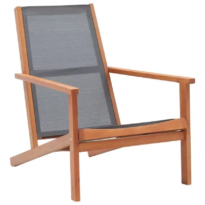 VIDAXL  Chaise de Jardin Gris Bois d'eucalyptus Solide et textil&egrave;ne