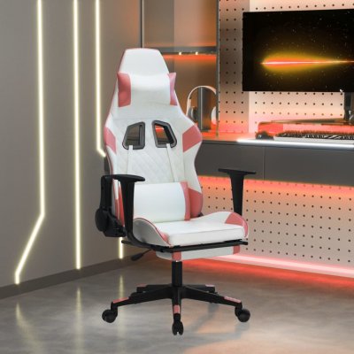 VIDAXL  chaise de jeu avec repose-pied blanc et rose similicuir