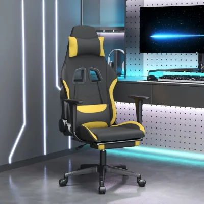 VIDAXL  chaise de jeu avec repose-pied noir et jaune tissu