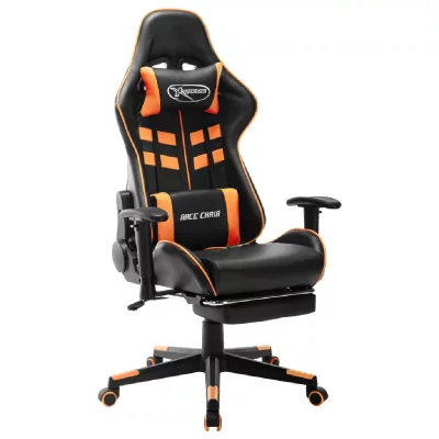 VIDAXL  chaise de jeu avec repose-pied noir et orange cuir artificiel