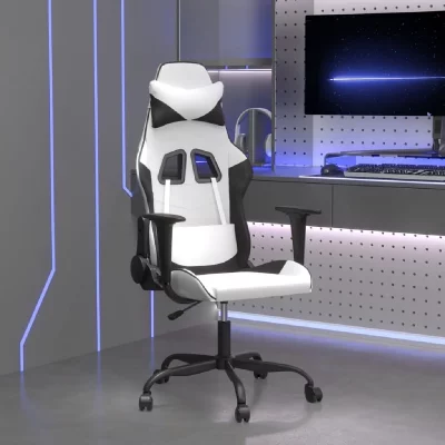 VIDAXL  chaise de jeu blanc et noir similicuir 