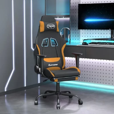 VIDAXL  chaise de jeu de massage avec repose-pied noir et orange tissu