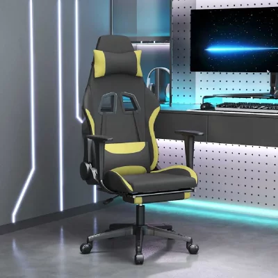 VIDAXL  chaise de jeu de massage avec repose-pied noir et vert clair