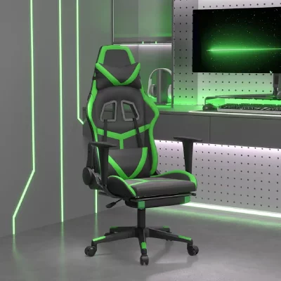 VIDAXL  chaise de jeu de massage avec repose-pied noir&vert similicuir