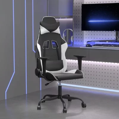 VIDAXL  chaise de jeu de massage noir et blanc similicuir 