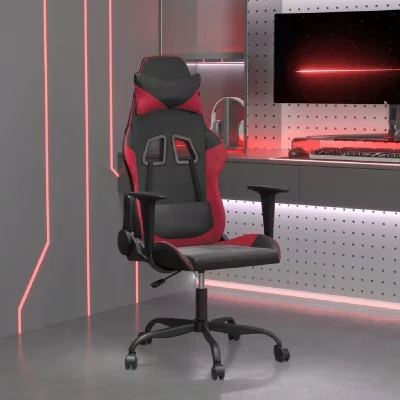  Vidaxl chaise de jeu de massage noir et rouge bordeaux similicuir 